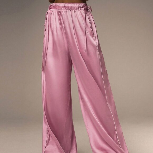 Pink Contemporary Women's Satin Pants - Picture 2 of 5